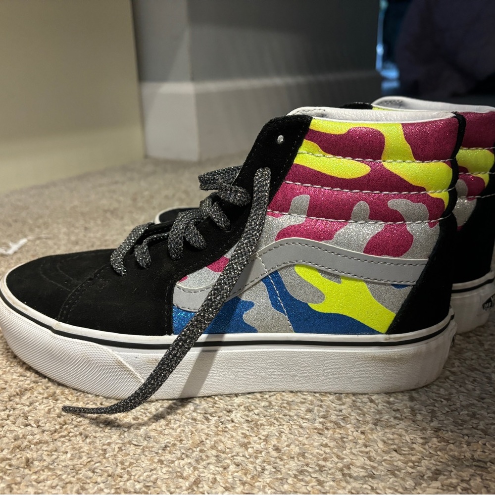 Neon Glitter Drippy Platform Vans